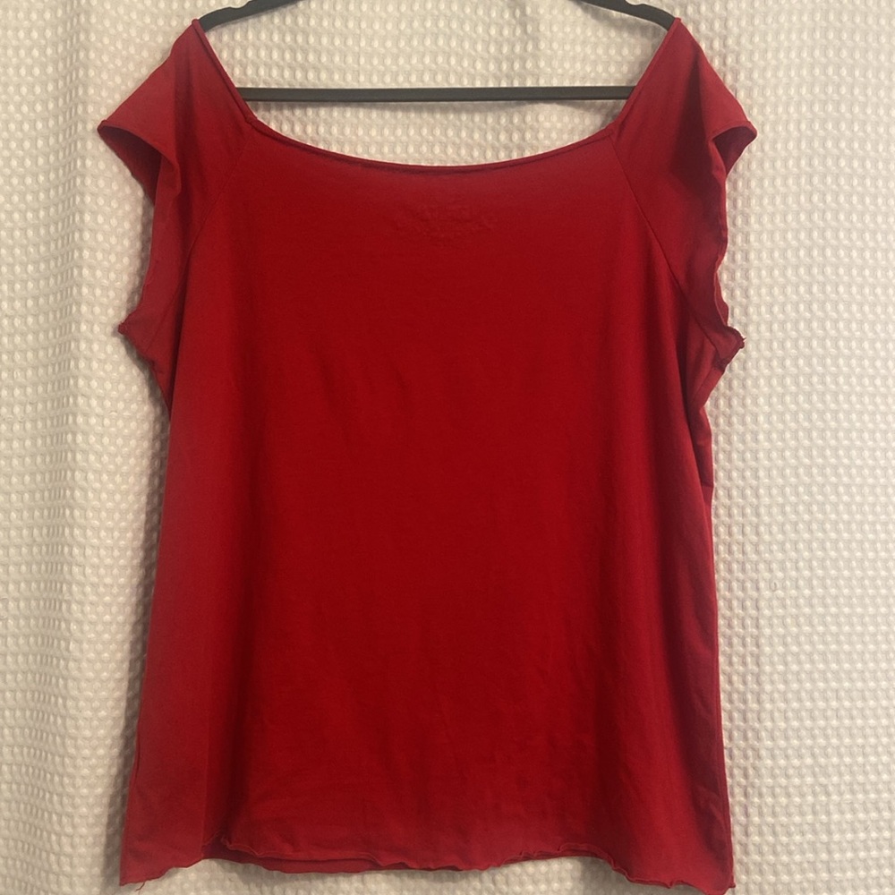 Mixit Red Graphic off shoulder shirt - Picture 2 of 4